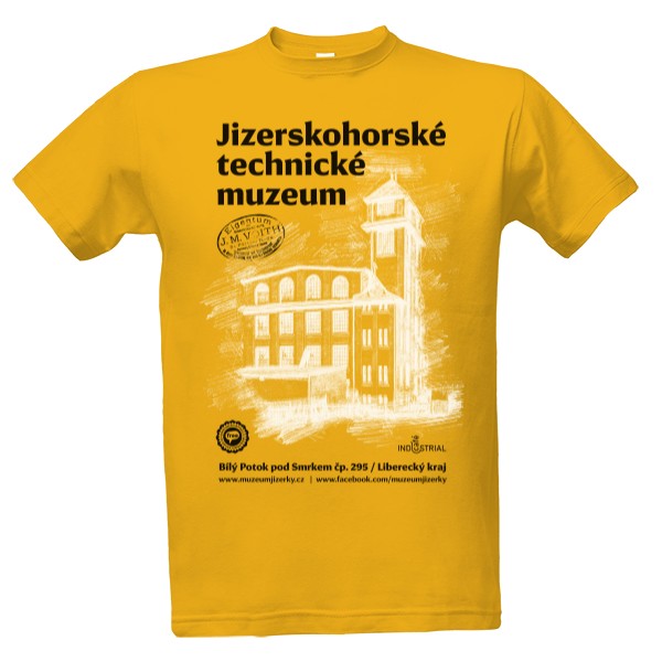 Tričko s potiskem Jizerskohorské technické muzeum 002 / Gold