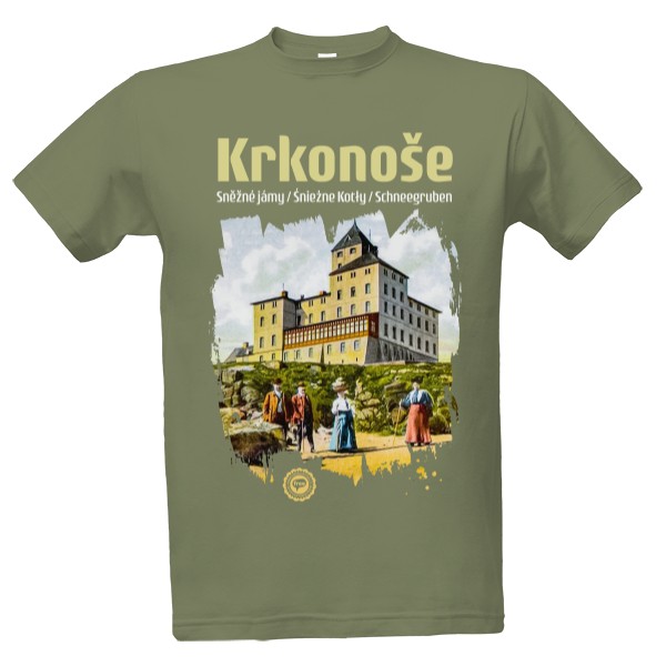 Tričko s potlačou Krkonoše / Sněžné jámy 001 / Army