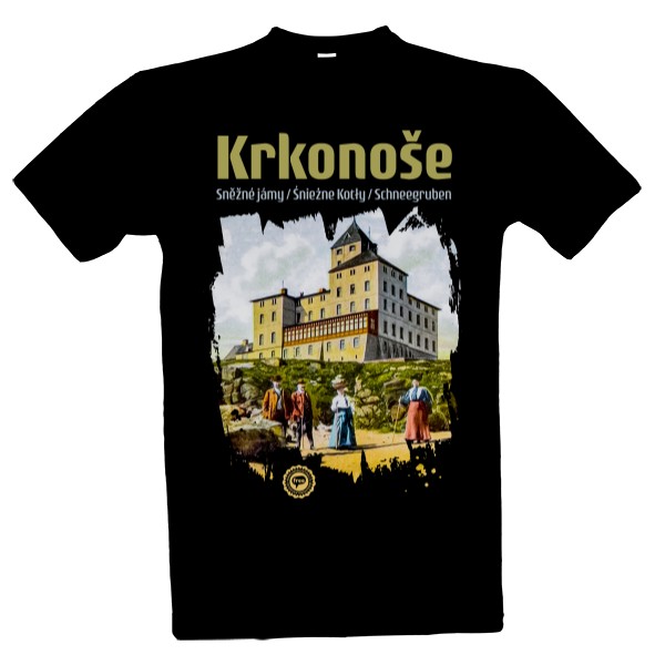 Tričko s potlačou Krkonoše / Sněžné jámy 001 / Black