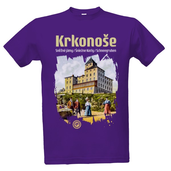 Tričko s potiskem Krkonoše / Sněžné jámy 001 / Purple