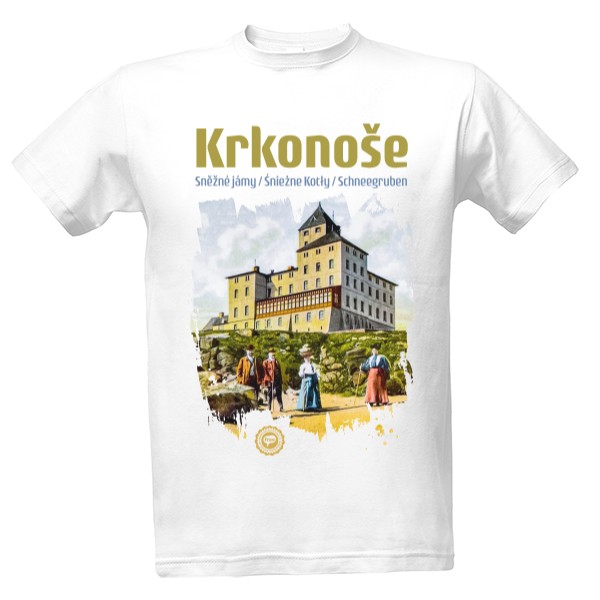 Tričko s potlačou Krkonoše / Sněžné jámy 001 / White