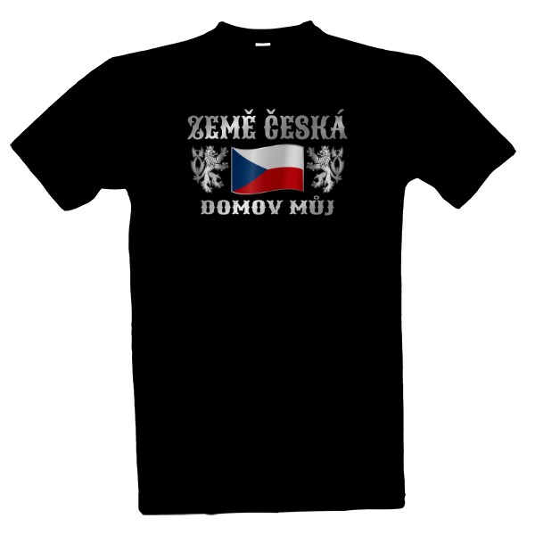 Tričko s potiskem Země česká domov můj - vlajka ČR