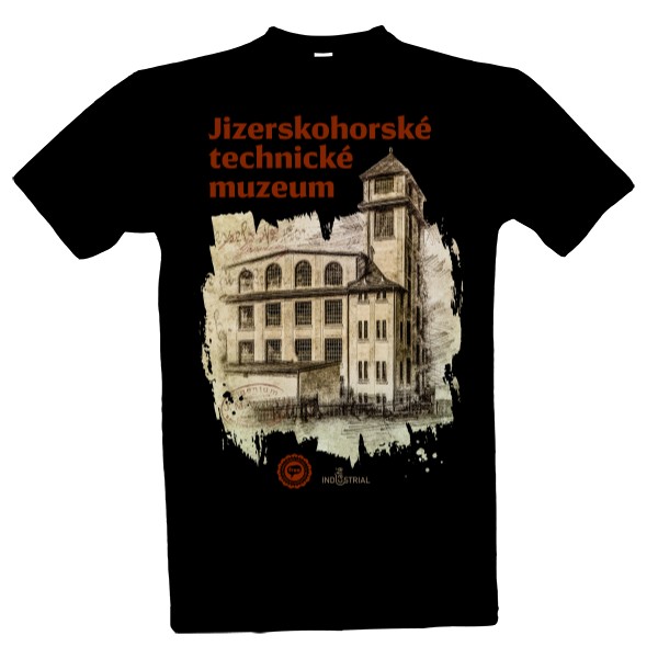 Tričko s potiskem Jizerskohorské technické muzeum 001 / Black