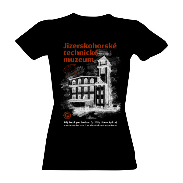 Tričko s potiskem Jizerskohorské technické muzeum 002 / Black / Woman