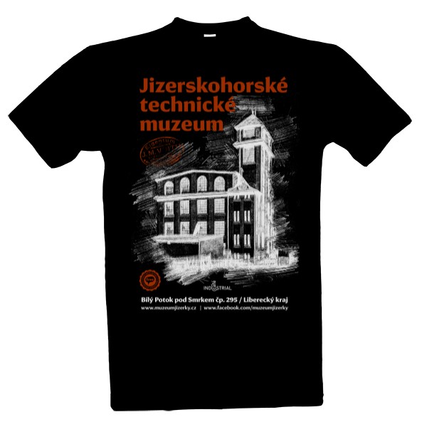 Tričko s potiskem Jizerskohorské technické muzeum 002 / Black