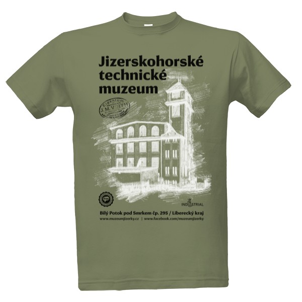 Tričko s potiskem Jizerskohorské technické muzeum 002 / Khaki
