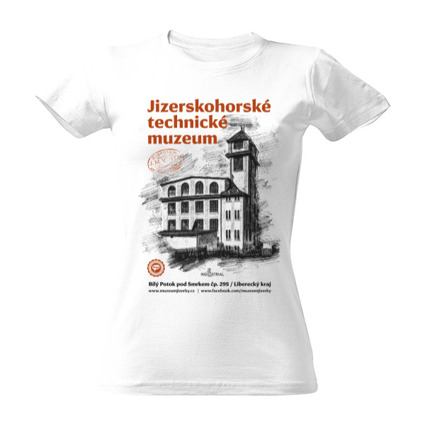 Tričko s potiskem Jizerskohorské technické muzeum 002 / White / Woman